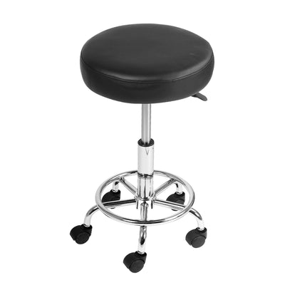 Artiss Set of 2 ROUND Salon Stool Black PU Leather Swivel Barber Hair Dress Chair Hydraulic Lift