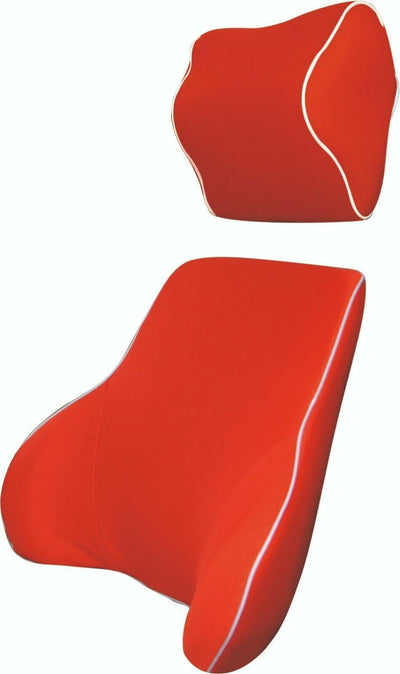 Red Memory Foam Lumbar Back & Neck Pillow Support Back Cushion Office Car Seat