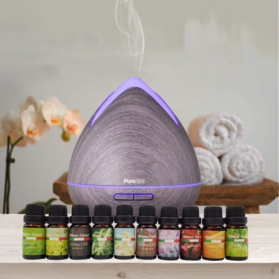 Purespa Diffuser Set With 10 Pack Diffuser Oils Humidifier Aromatherapy - Violet