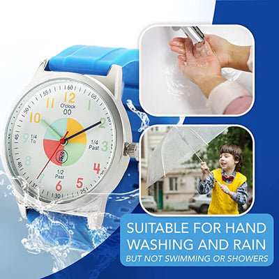 Analog Watches for Kids Telling Time Teaching Tool (Great for Boys and Girls Ages 5-15) - Blue