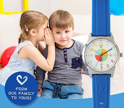 Analog Watches for Kids Telling Time Teaching Tool (Great for Boys and Girls Ages 5-15) - Blue