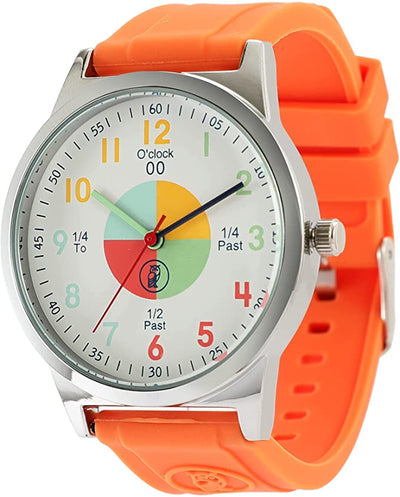 Analog Watches for Kids Telling Time Teaching Tool (Great for Boys and Girls Ages 5-15) - Orange