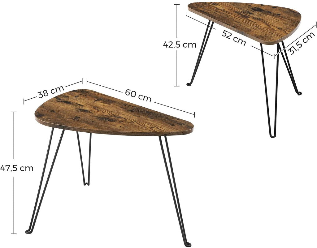 VASAGLE Nesting Table Triangle Rustic Brown and Black LNT012B01