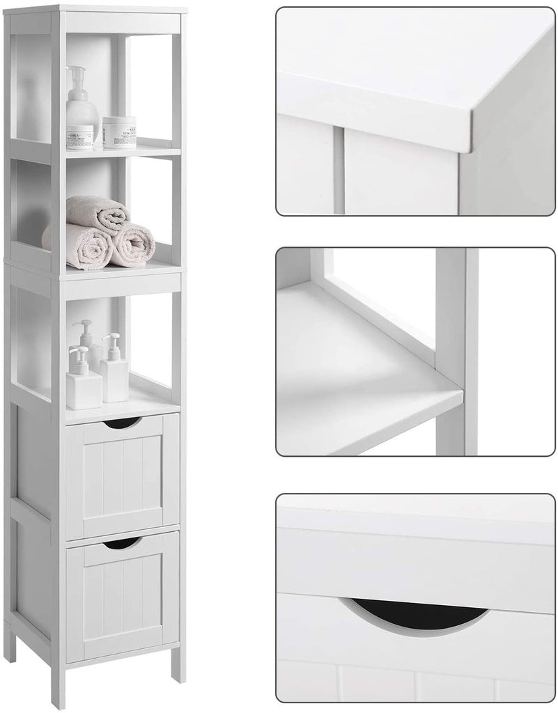 VASAGLE Floor Cabinet with Shelves and Drawers White BBC66WT