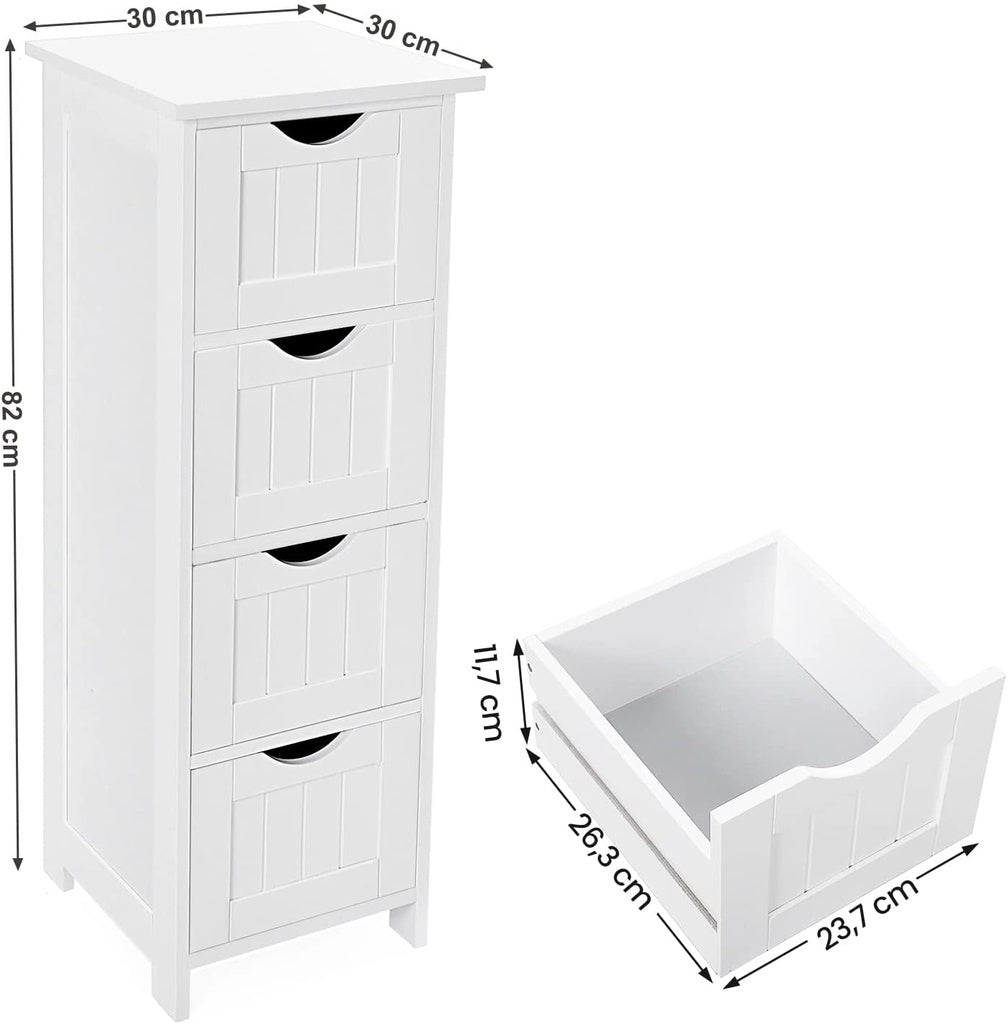 VASAGLE Floor Cabinet with 4 Drawers White LHC40W