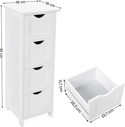 VASAGLE Floor Cabinet with 4 Drawers White LHC40W