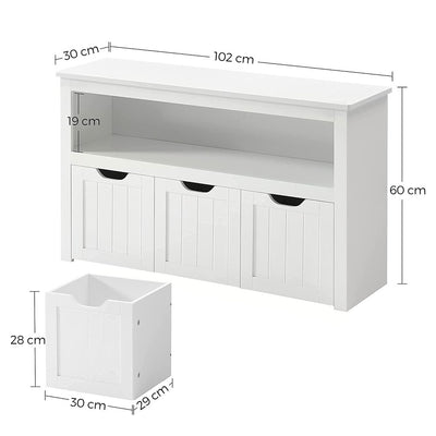 VASAGLE Storage Bench with Shelf and 3 Drawers White LHS380W01