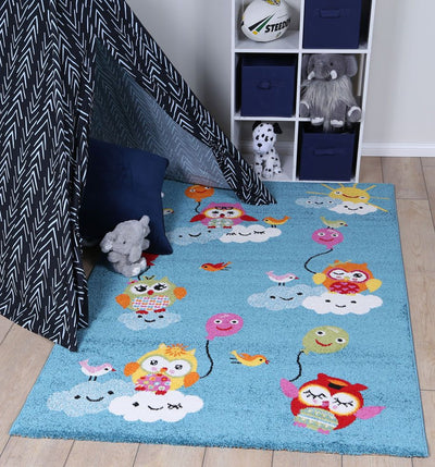 Nova Kids Blue Owl Balloon Rug 120x170 cm