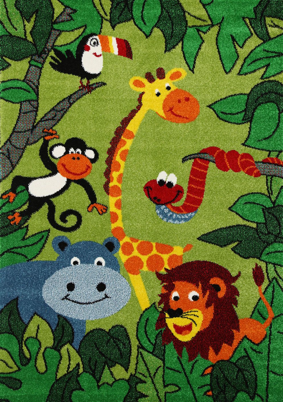 Nova Kids Green Jungle Animal Rug 120x170 cm