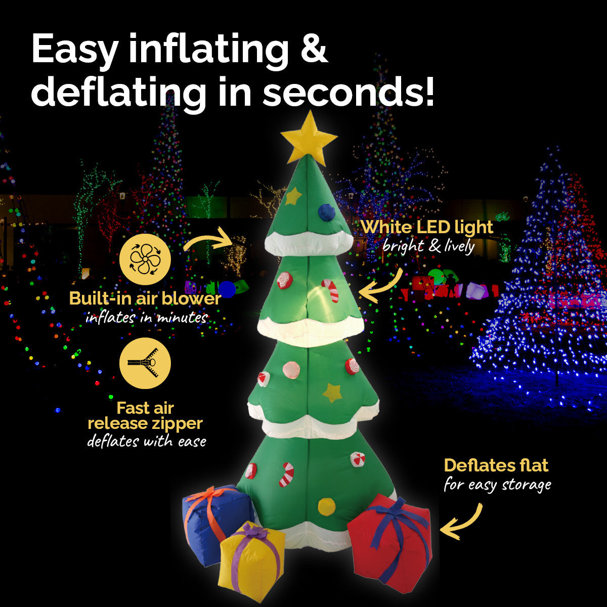 Christmas By Sas 1.8m Self Inflatable LED Tree With Presents