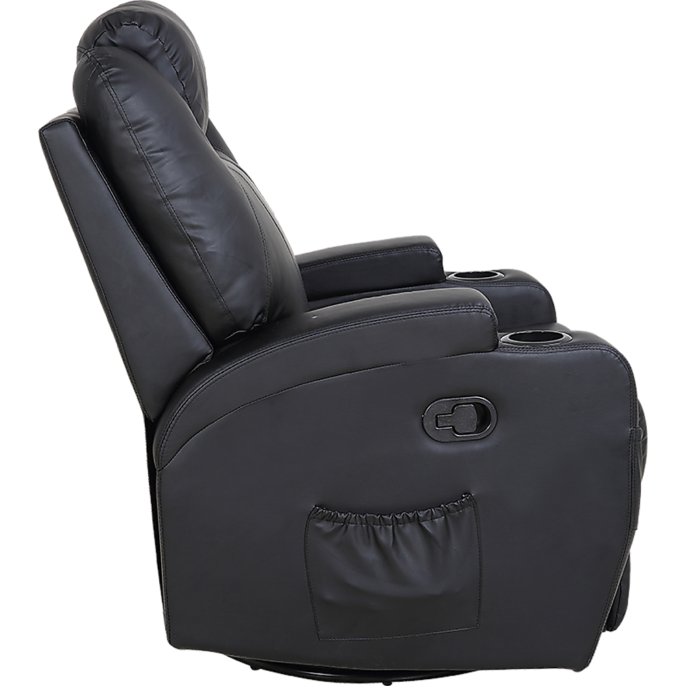 Black Massage Sofa Chair Recliner 360 Degree Swivel PU Leather Lounge 8 Point Heated