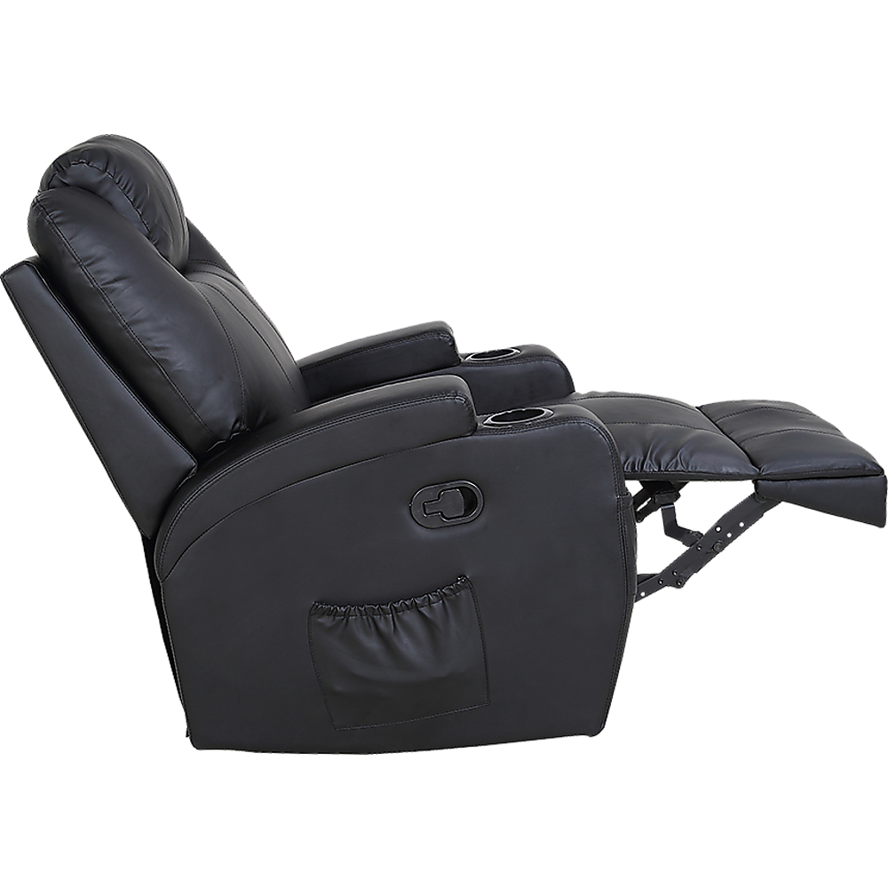 Black Massage Sofa Chair Recliner 360 Degree Swivel PU Leather Lounge 8 Point Heated