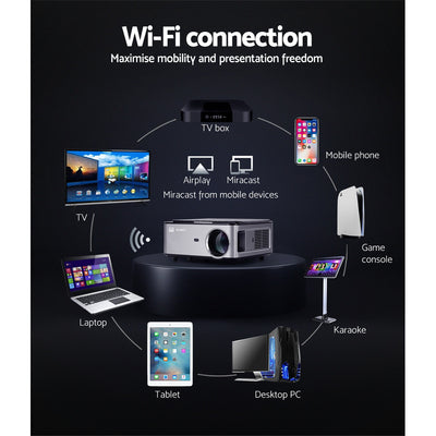 Devanti Mini Video Projector Wifi USB Portable HD 1080P