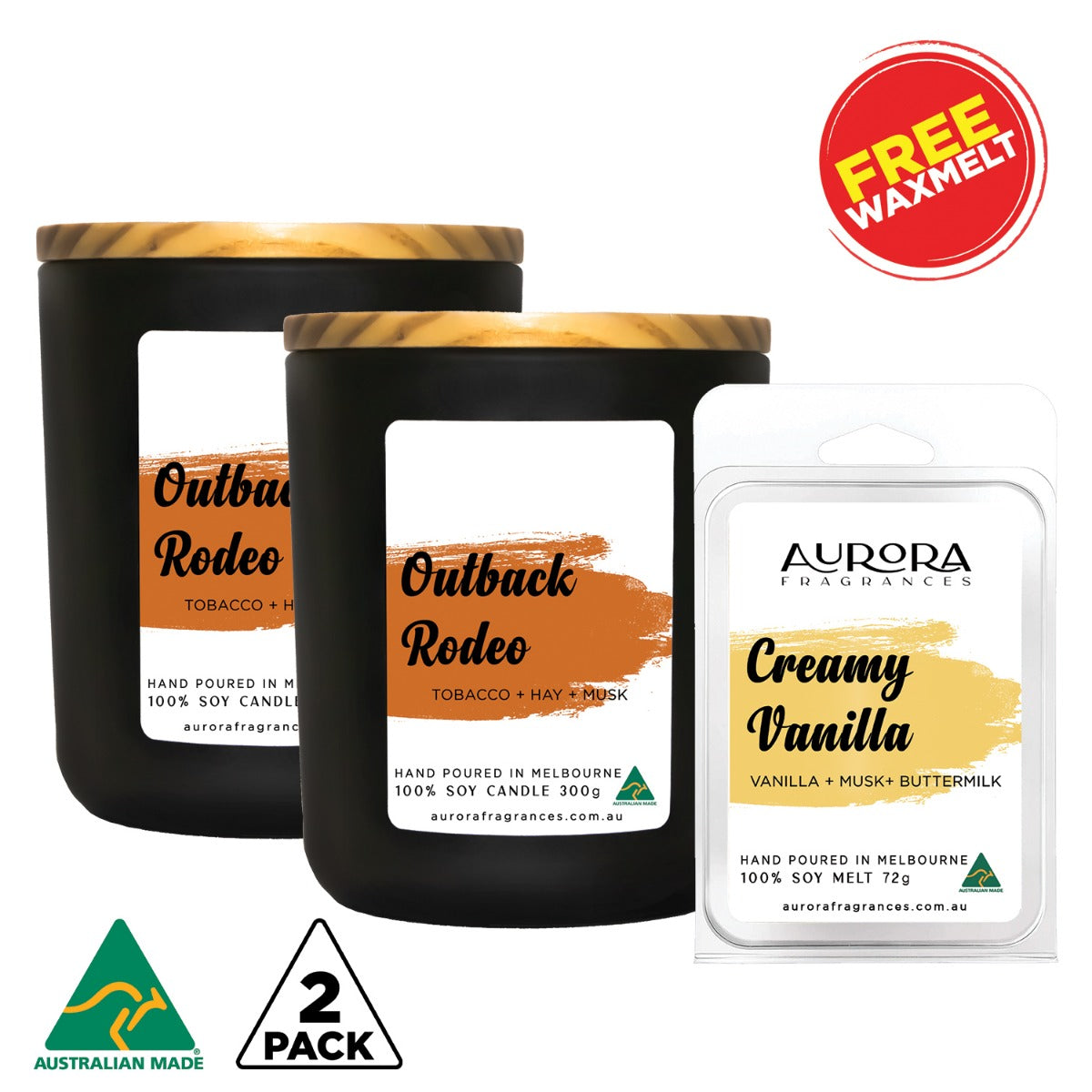 Aurora Outback Rodeo Scented Soy Candle Australian Made 300g 2 Pack