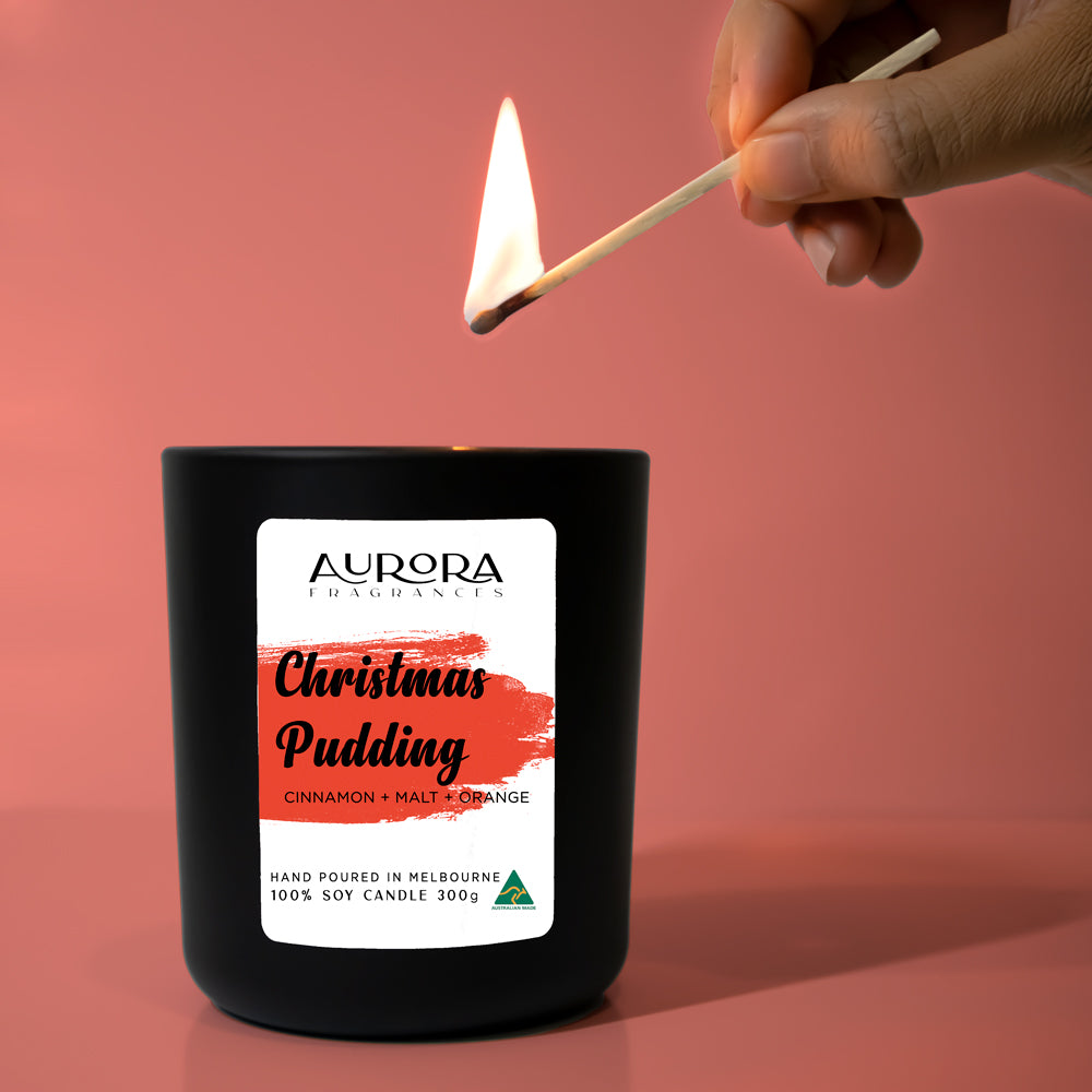 Aurora Christmas Pudding Soy Candle Australian Made 300g