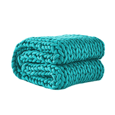 Dreamz Knitted Weighted Blanket Chunky Bulky Knit Throw Blanket 3KG Aqua Green