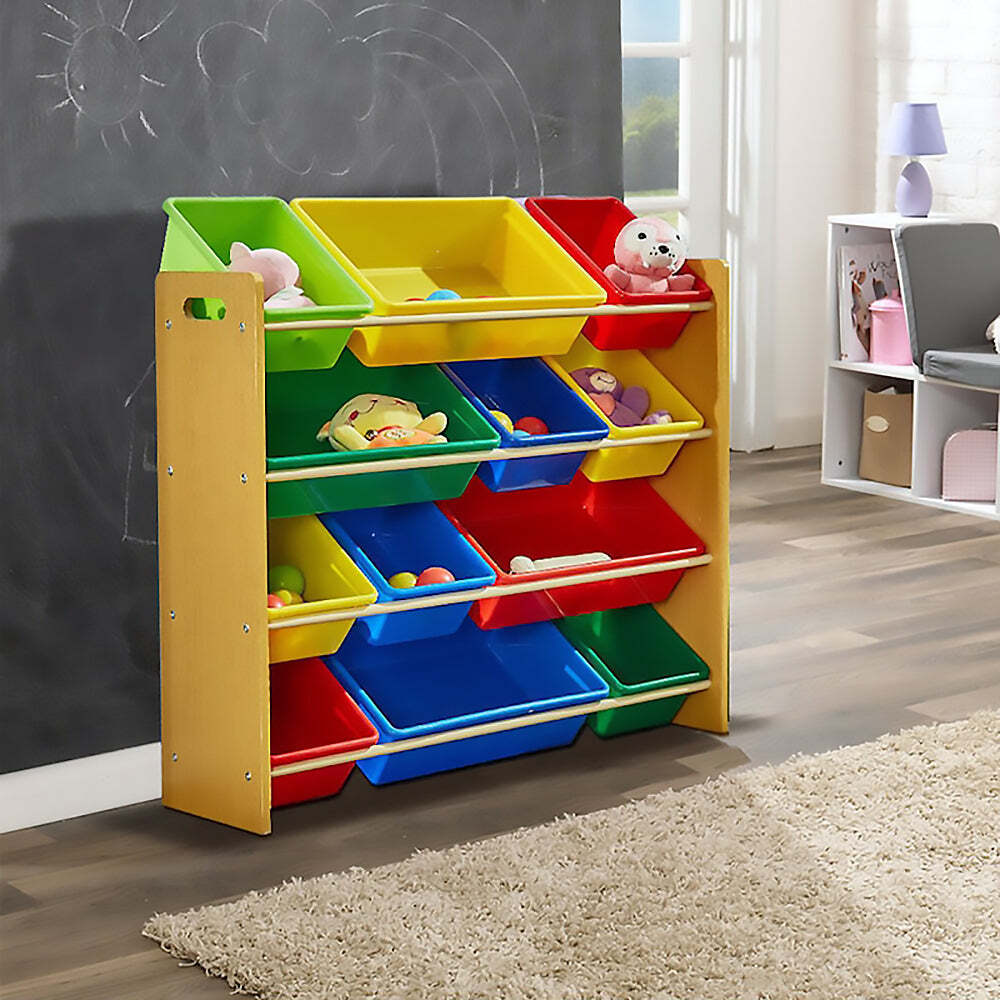 Kids Toy Organiser Shelf Storage Rack - 12 Bins